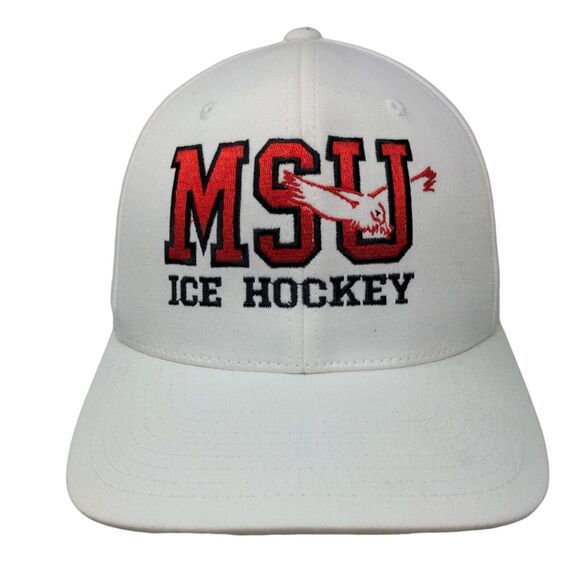 Port Authority Men's Fitted Hat S-M Embroidered MSU Ice Hockey Logo Cotton Blend - Picture 1 of 9
